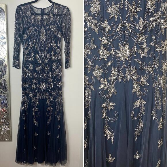 ADRIANNA PAPELL DRESS GOWN 4 MOTHER OF THE BRIDE EVENING FORMAL WEDDING GUEST - Picture 3 of 16